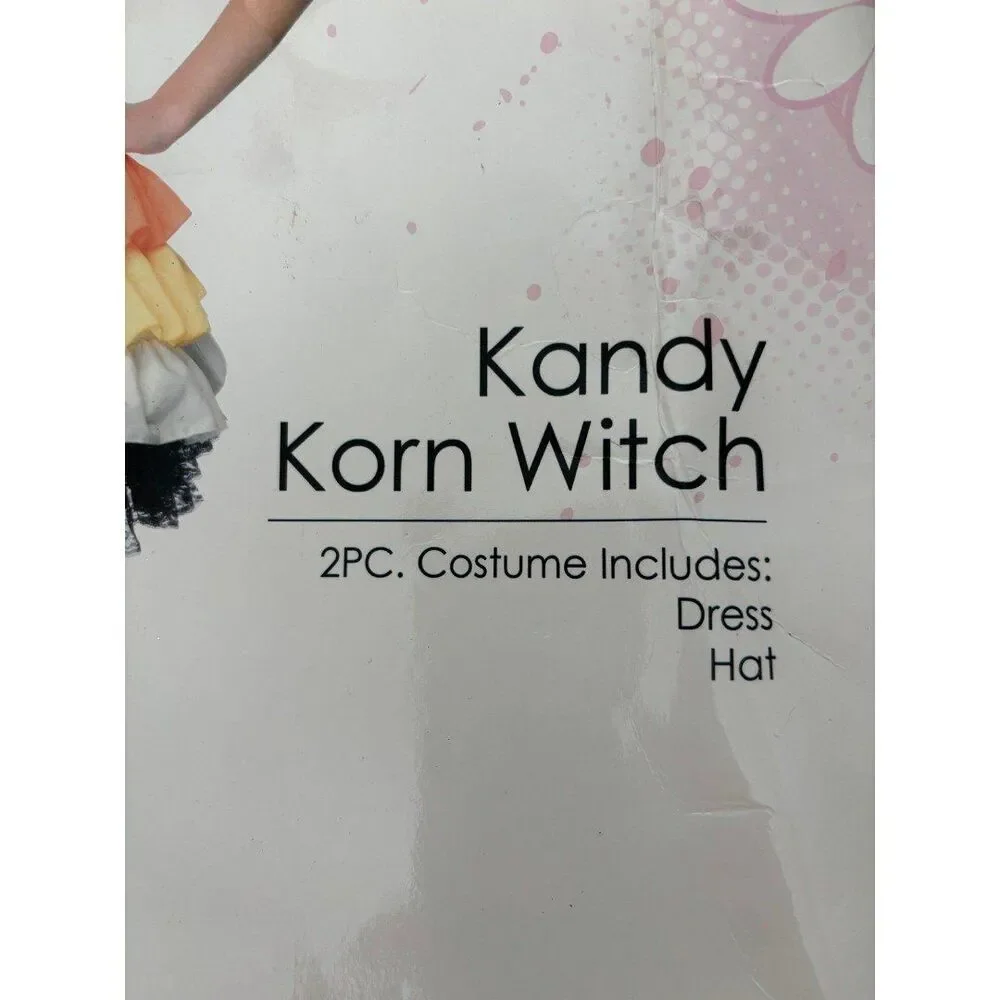 Enchanted Costumes Kandy Korn Witch Costume with Hat Youth Large 10-12